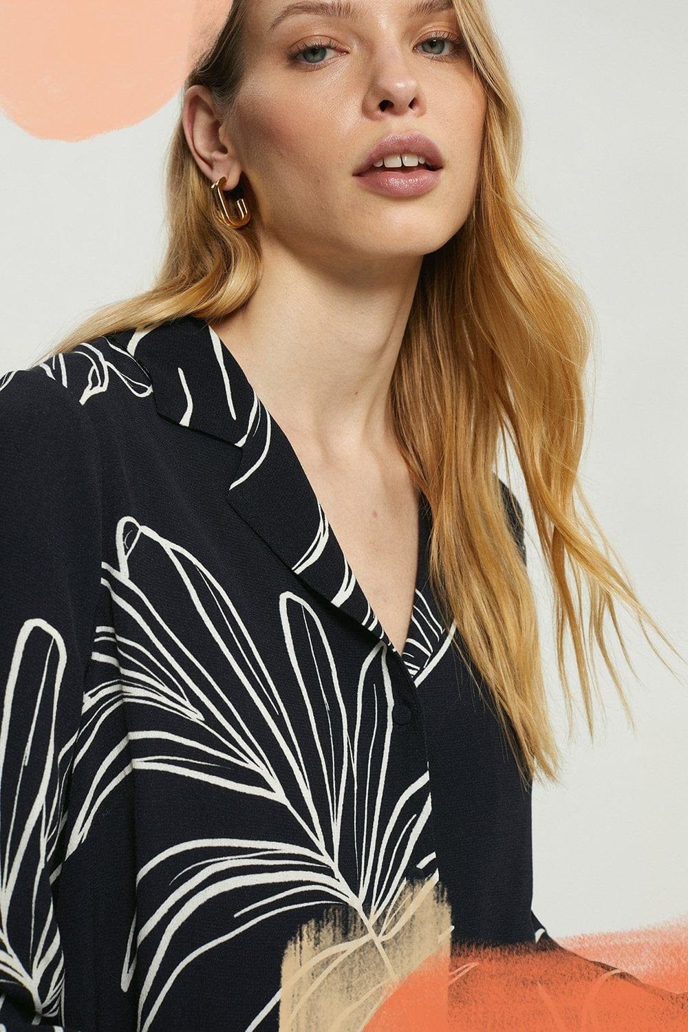 Serene Deep Navy Botanical Rayon Co-Ords Set - Ready-to-Wear