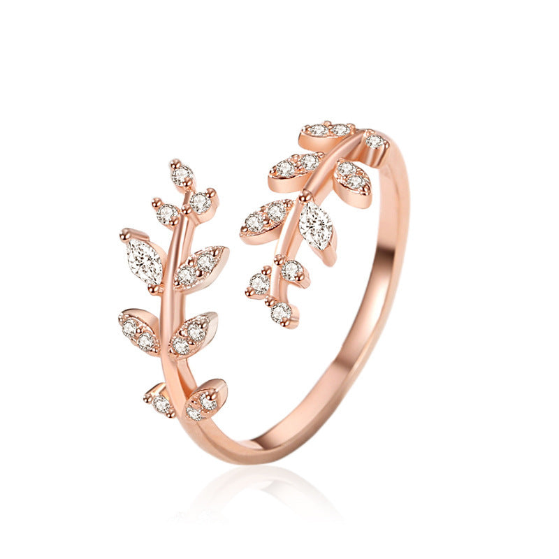 Light Luxury Wheat Ear Zircon Women's Ring