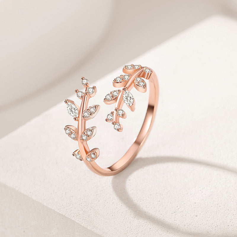 Light Luxury Wheat Ear Zircon Women's Ring