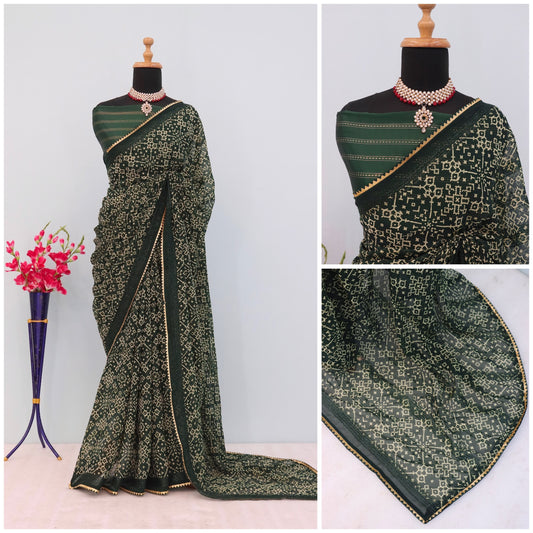 Fair Patola Heavy Georgette Printed Saree with Brocade Blouse
