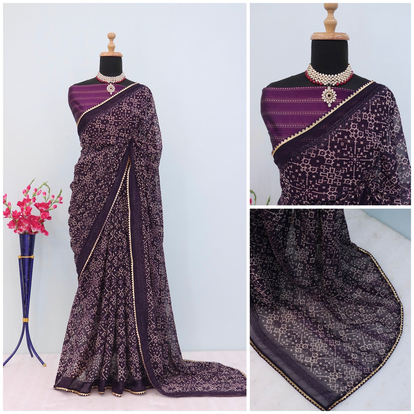 Fair Patola Heavy Georgette Printed Saree with Brocade Blouse