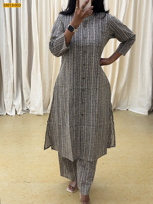 Jaipur Pure Cotton Black & White Printed Co-ord Set