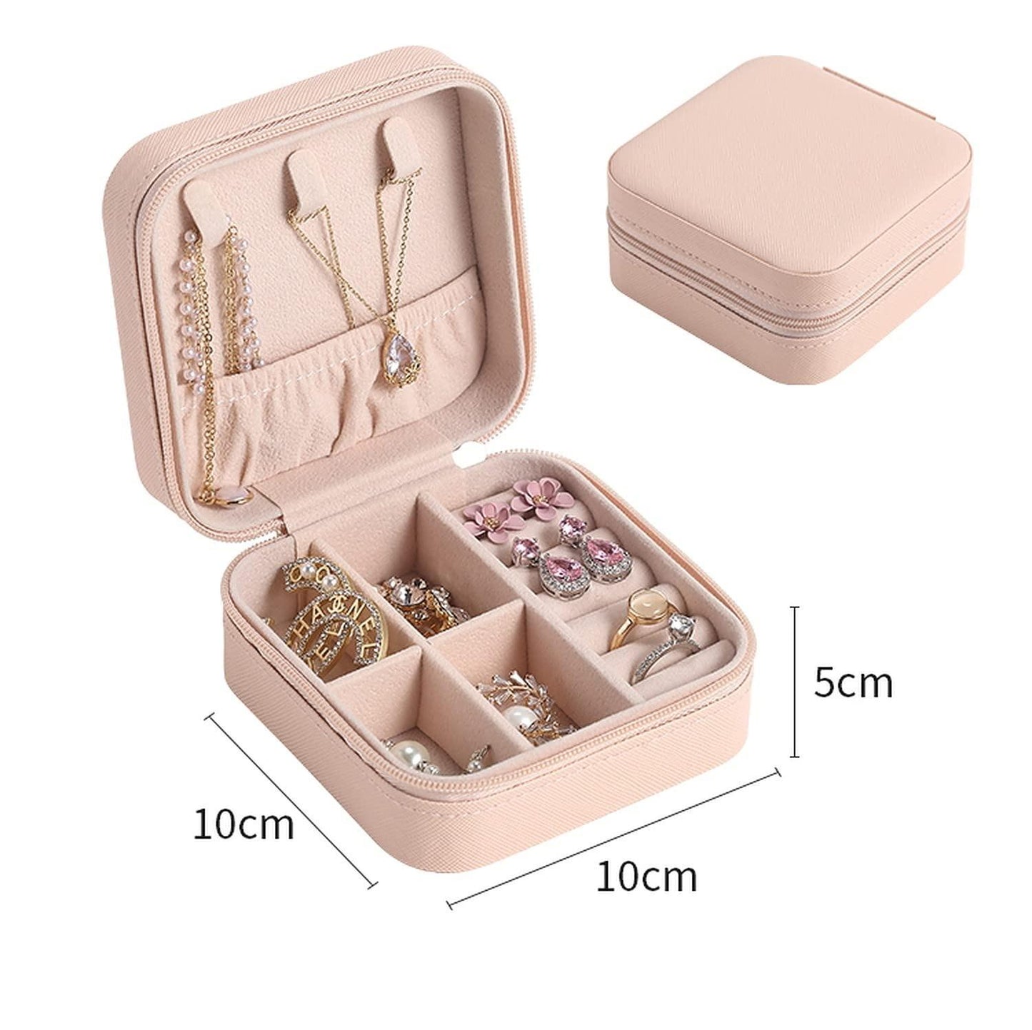 Portable Travel Jewellery Organizer Pouch – Elegant & Compact (Assorted Pink)