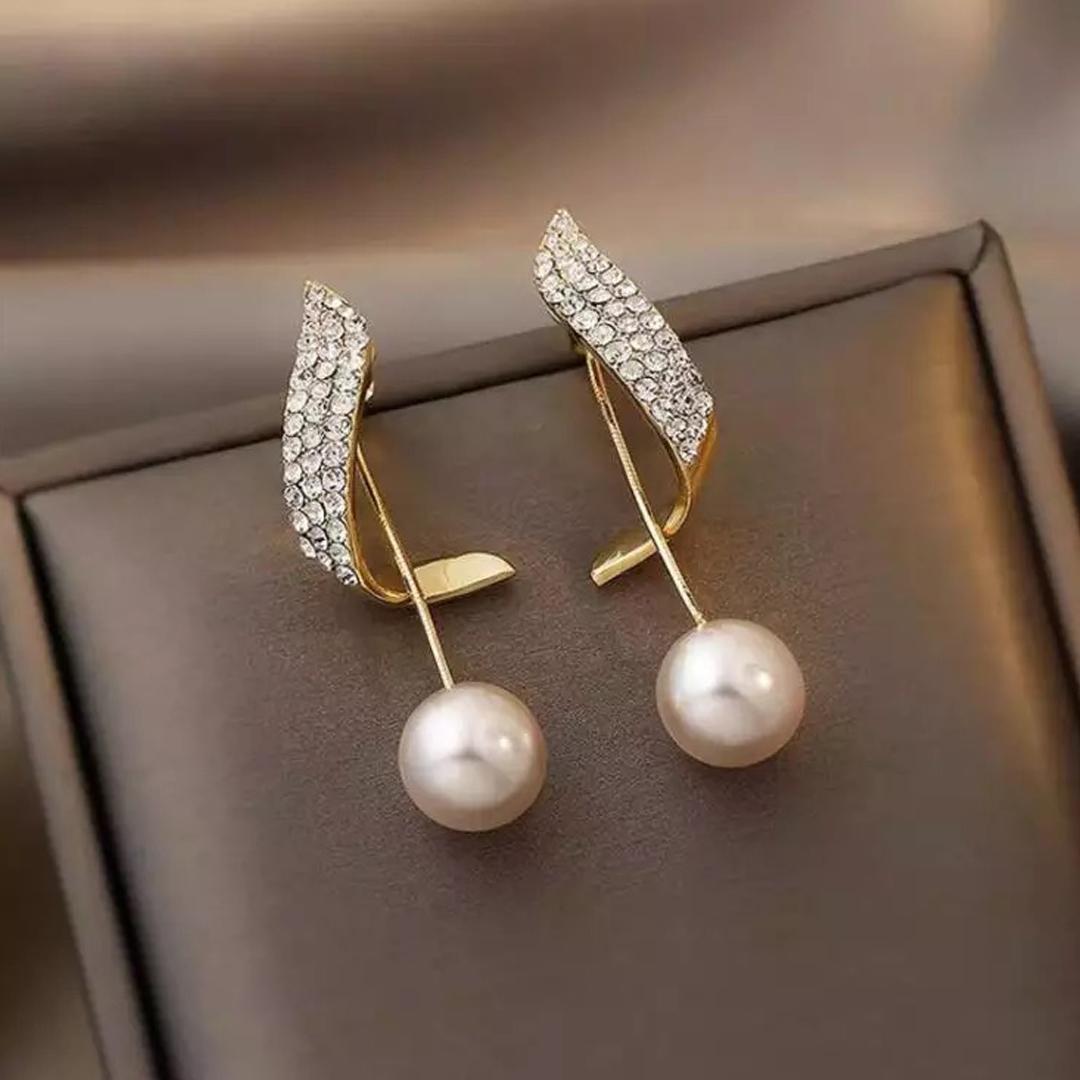 Korean Pearl Wing Stud Earrings – Grace in Every Detail