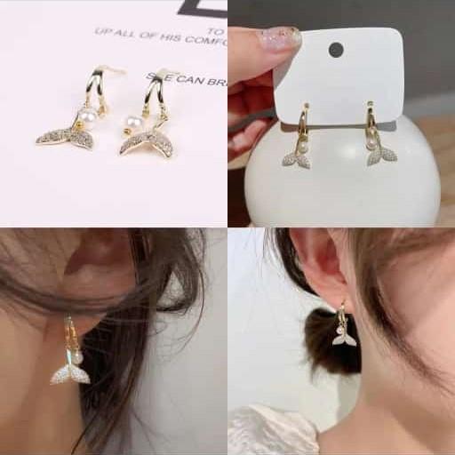 Fishtail & Faux Pearl Drop Earrings – Sparkle with Grace