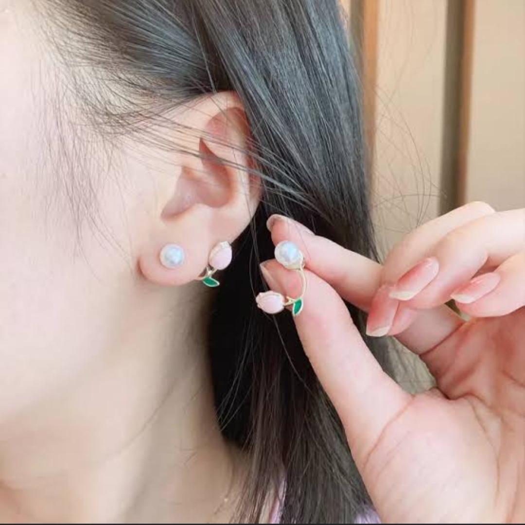 Stylish Korean Artificial Rose Stud Earrings – Elegant Floral Charm