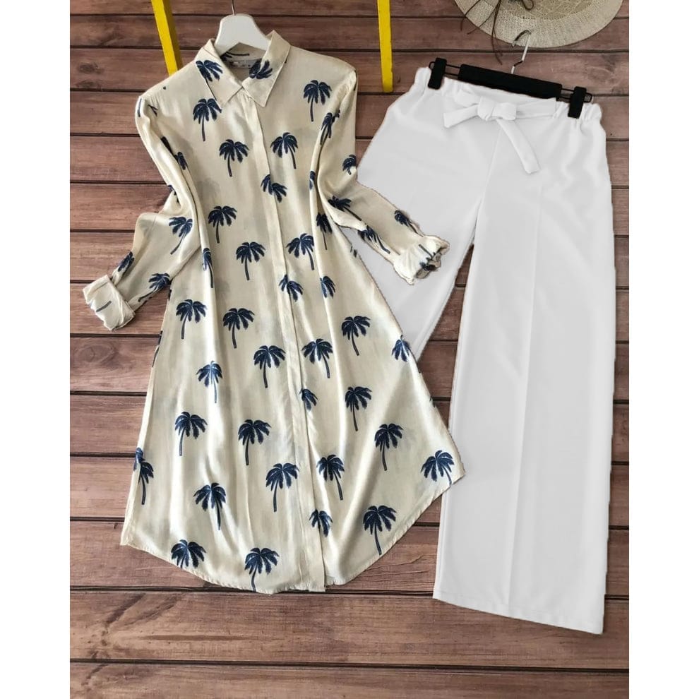 Trendy Digital Print Kurti & Plazzo Set for Women – Rayon Kurti with Stretchable Lycra Plazzo