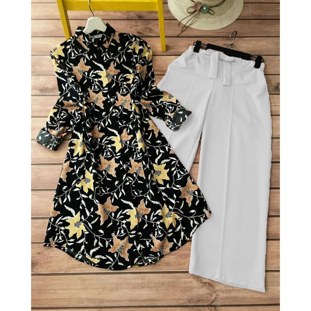 Trendy Digital Print Kurti & Plazzo Set for Women – Rayon Kurti with Stretchable Lycra Plazzo
