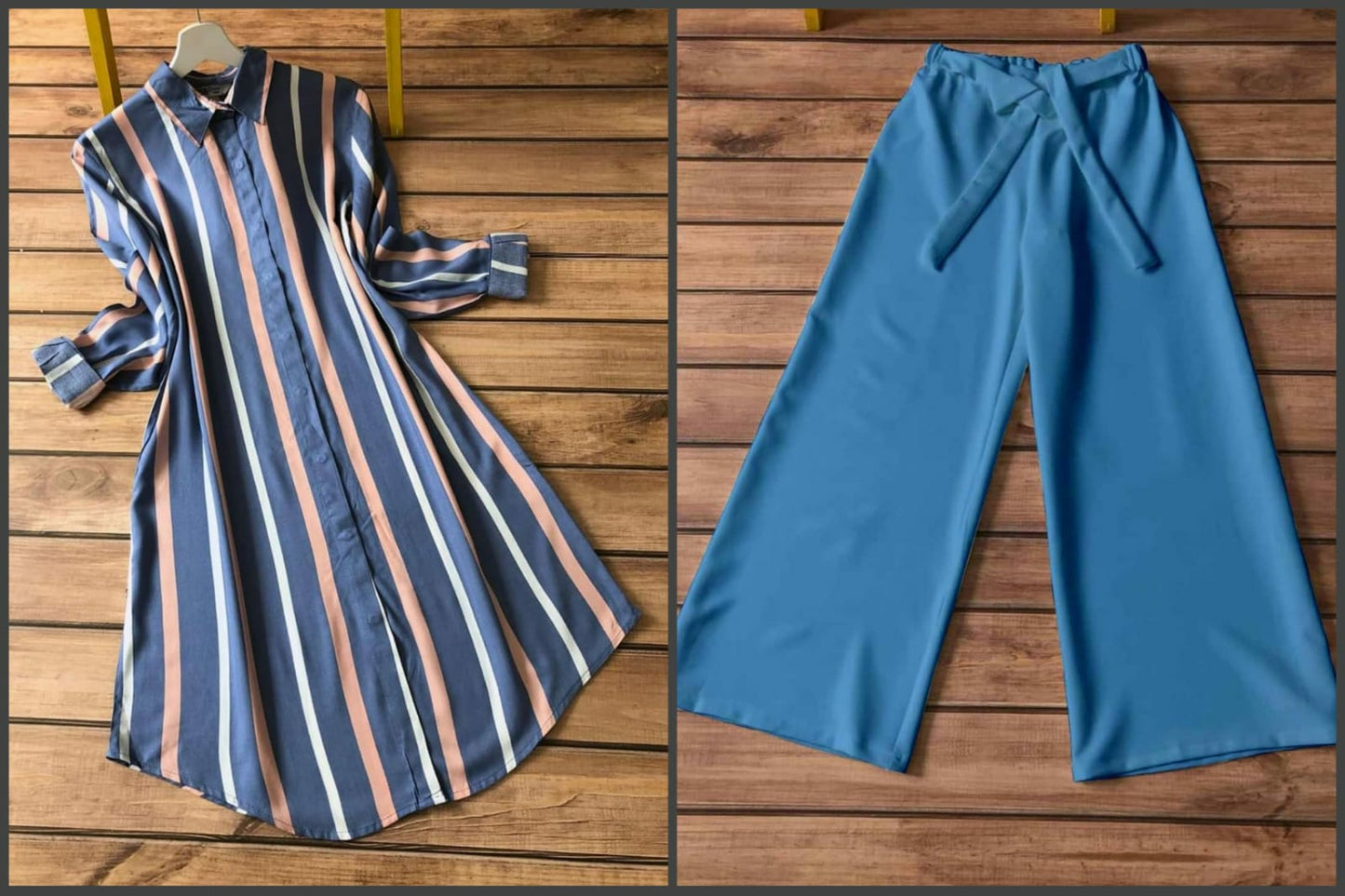 Trendy Rayon Striped Kurti with Lycra Palazzo Set for Women