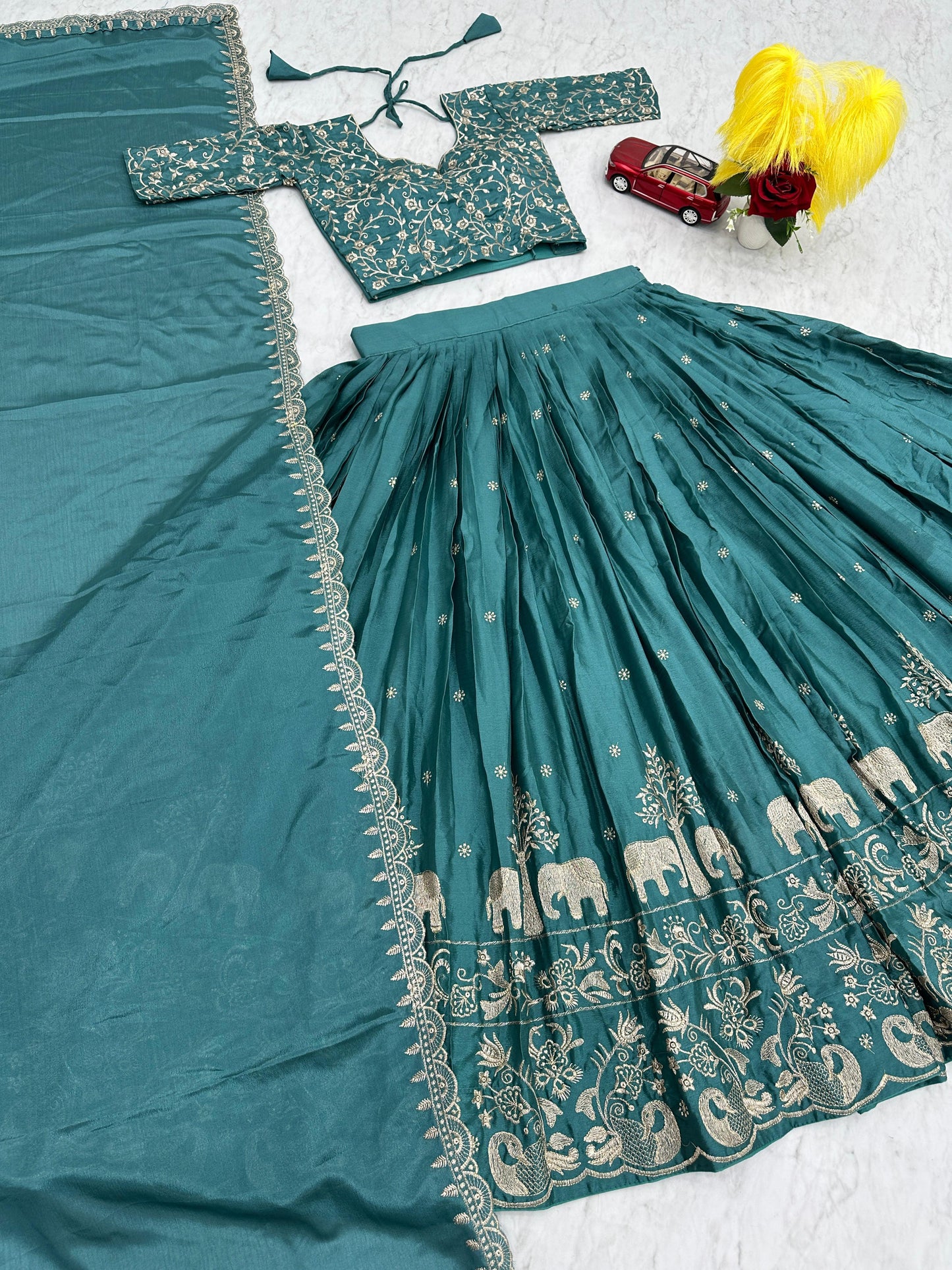 New Festival Chinon Lehenga Choli with Embroidery & Dupatta