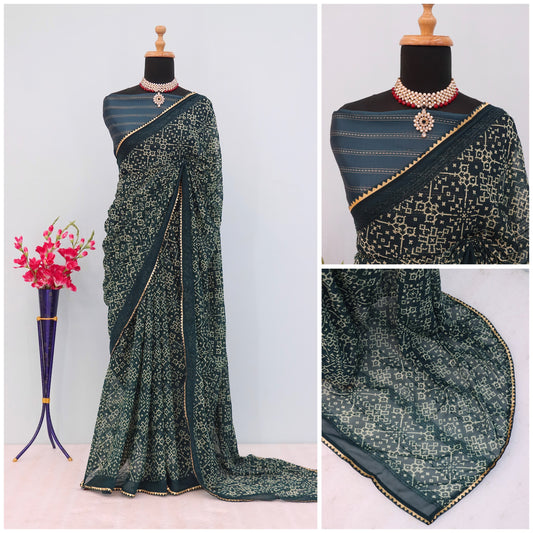 Fair Patola Heavy Georgette Printed Saree with Brocade Blouse