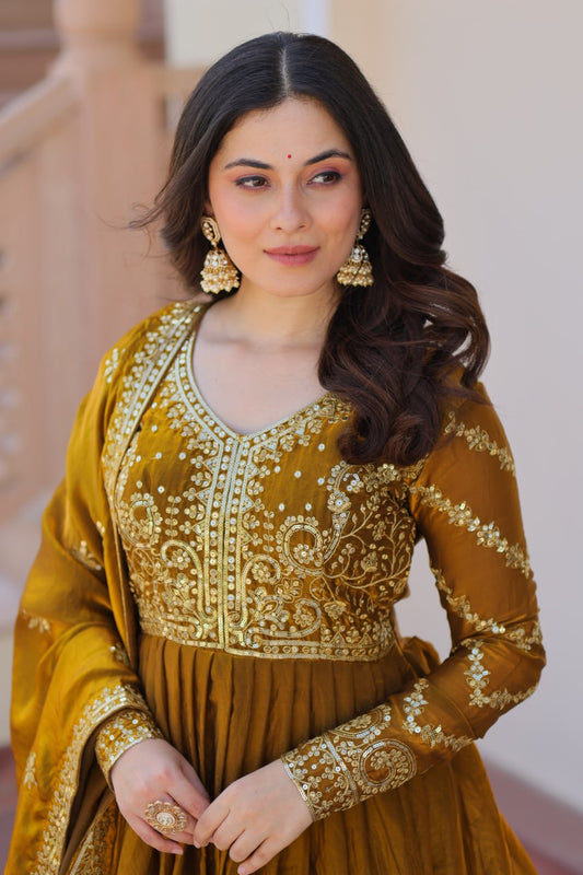 MEHENDI GOWN-DUPATTA PREMIUM READYMADE SET – 2025 COLLECTION