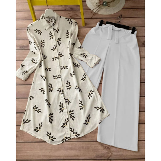 Stylish Digital Print Rayon Kurti & Stretchable Lycra Plazzo Set
