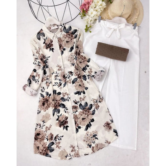 Stylish Digital Print Rayon Kurti & Stretchable Lycra Plazzo Set