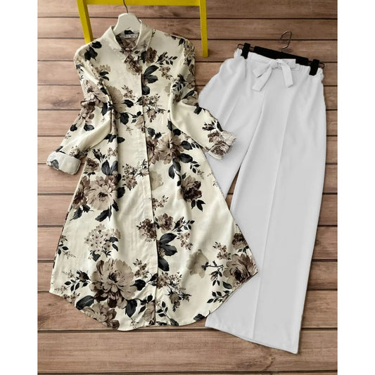 Stylish Digital Print Rayon Kurti & Stretchable Lycra Plazzo Set