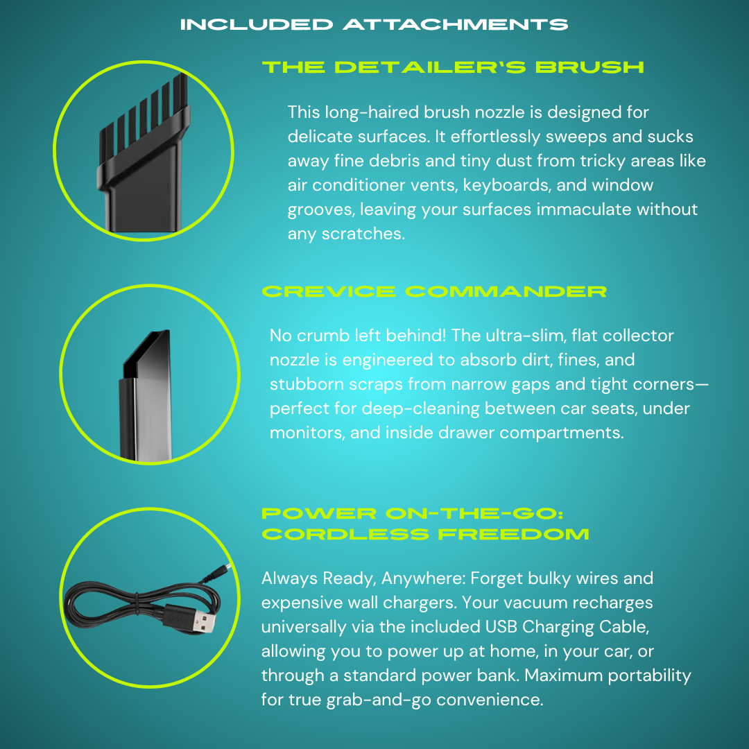 Sleek Cordless Handheld Car Vacuum & Air Duster