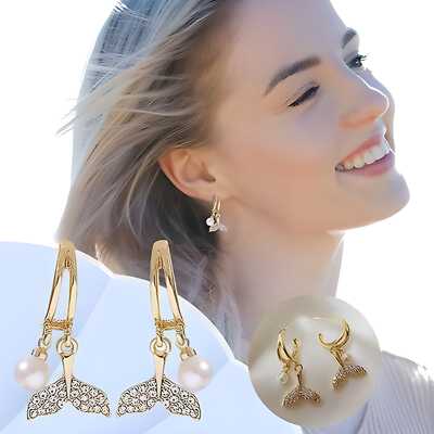 Fishtail & Faux Pearl Drop Earrings – Sparkle with Grace