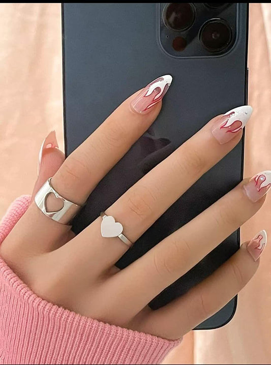 Silver Heart Couple Rings (Set of 2)