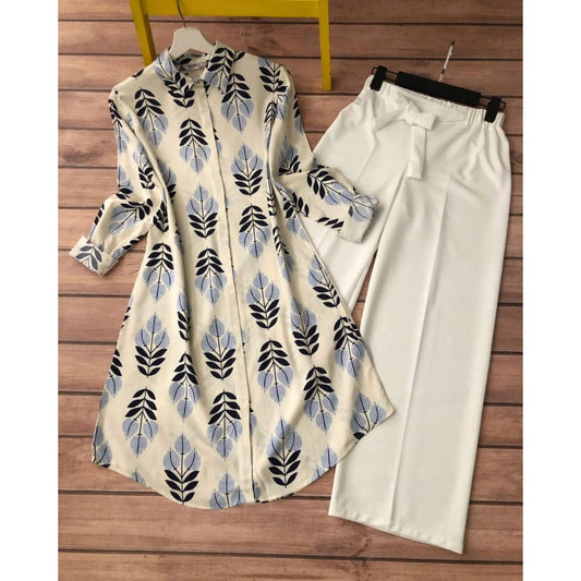 Stylish Digital Print Rayon Kurti & Stretchable Lycra Plazzo Set