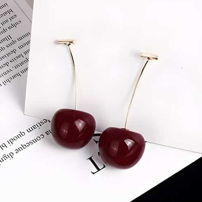 Red Cherry Drop Earrings – Sweet, Bold & Beautiful