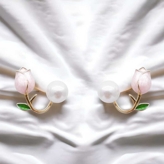 Stylish Korean Artificial Rose Stud Earrings – Elegant Floral Charm