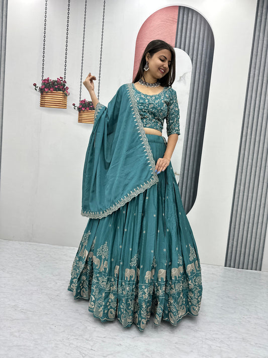 New Festival Chinon Lehenga Choli with Embroidery & Dupatta