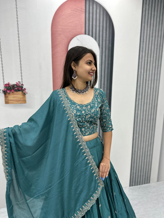 New Festival Chinon Lehenga Choli with Embroidery & Dupatta