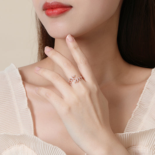 Light Luxury Wheat Ear Zircon Women's Ring